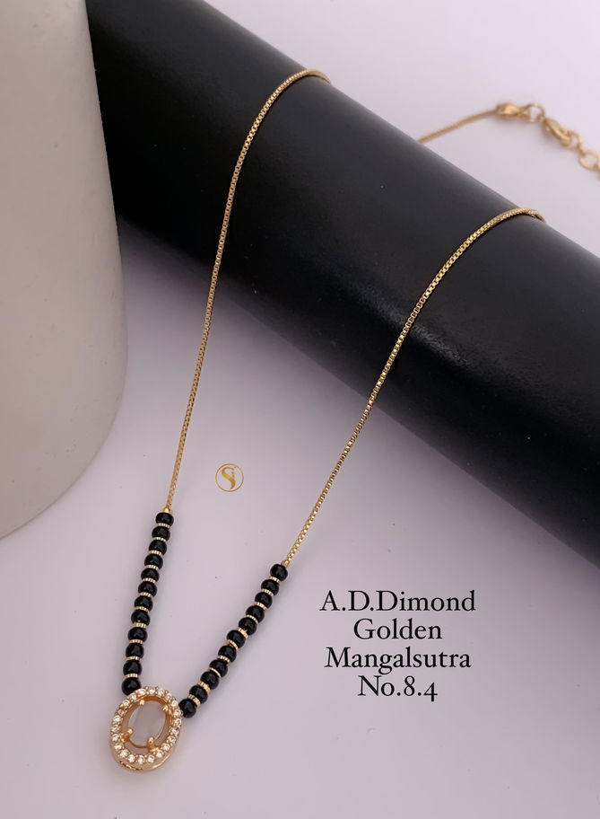 4 AD Diamond Daily Wear Golden Mangalsutra Dokiya Wholesale Shop In Surat
